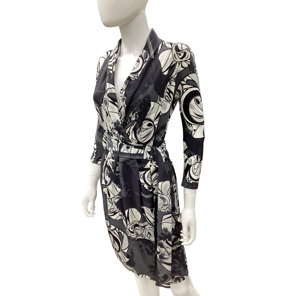 NWT Emilio Pucci Dress Womens SZS Silk Belt Pockets Knee Length Lightweight Gray - Picture 2 of 6
